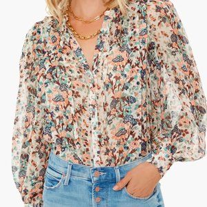 ULLA JOHNSON Gardenia Edith silk-blend blouse, Size 2